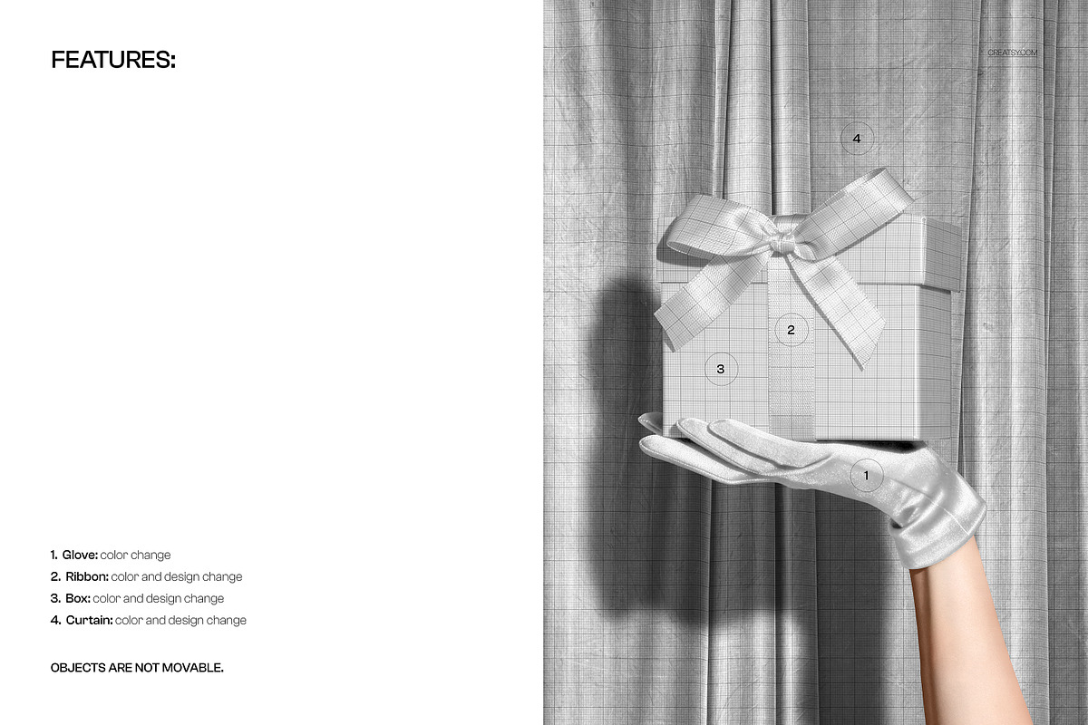 Christmas Gift on Gloved Hand Mockup, a Packaging Mockup by creatsy5 (Photo 3 of 6)