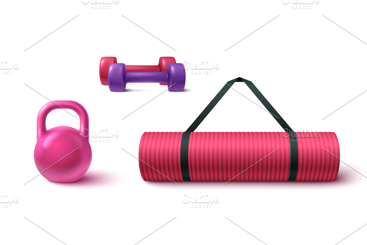 Bright 3d gym equipment set, a Sport Illustration by art PVP - market