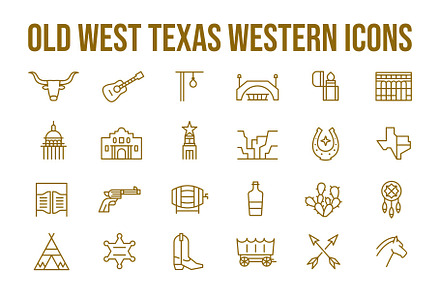 Old West Texas State Outline Icons, an Outline Icon by Buqancreative