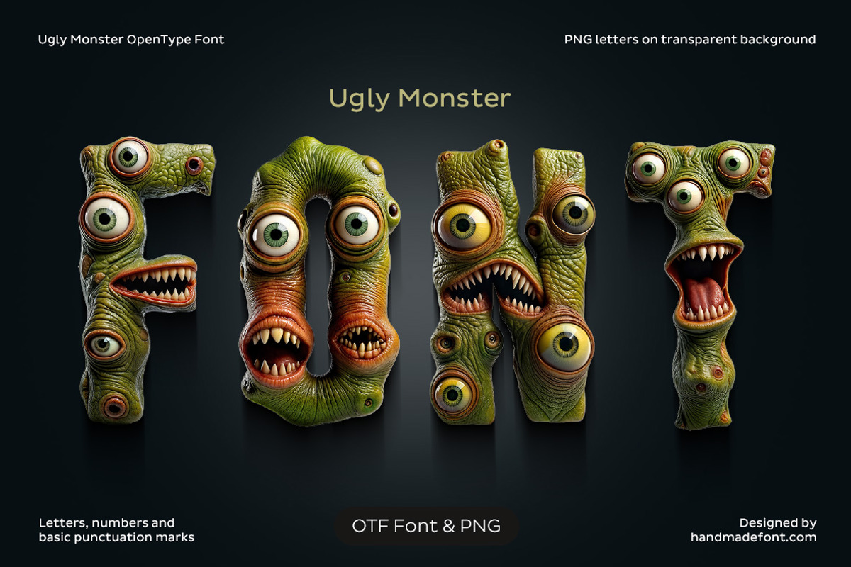 Ugly Monster Font, a Sans Serif Font by Handmadefont (Photo 1 of 10)