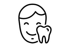 Dental teeth black icon, an Outline Icon by Creative priyanka