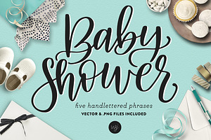 Hand Lettered Baby Shower Phrase Set