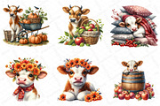 Watercolor Autumn Cow Clipart, an Illustration by DreamPrint404 (Thumbnail 2 of 6)