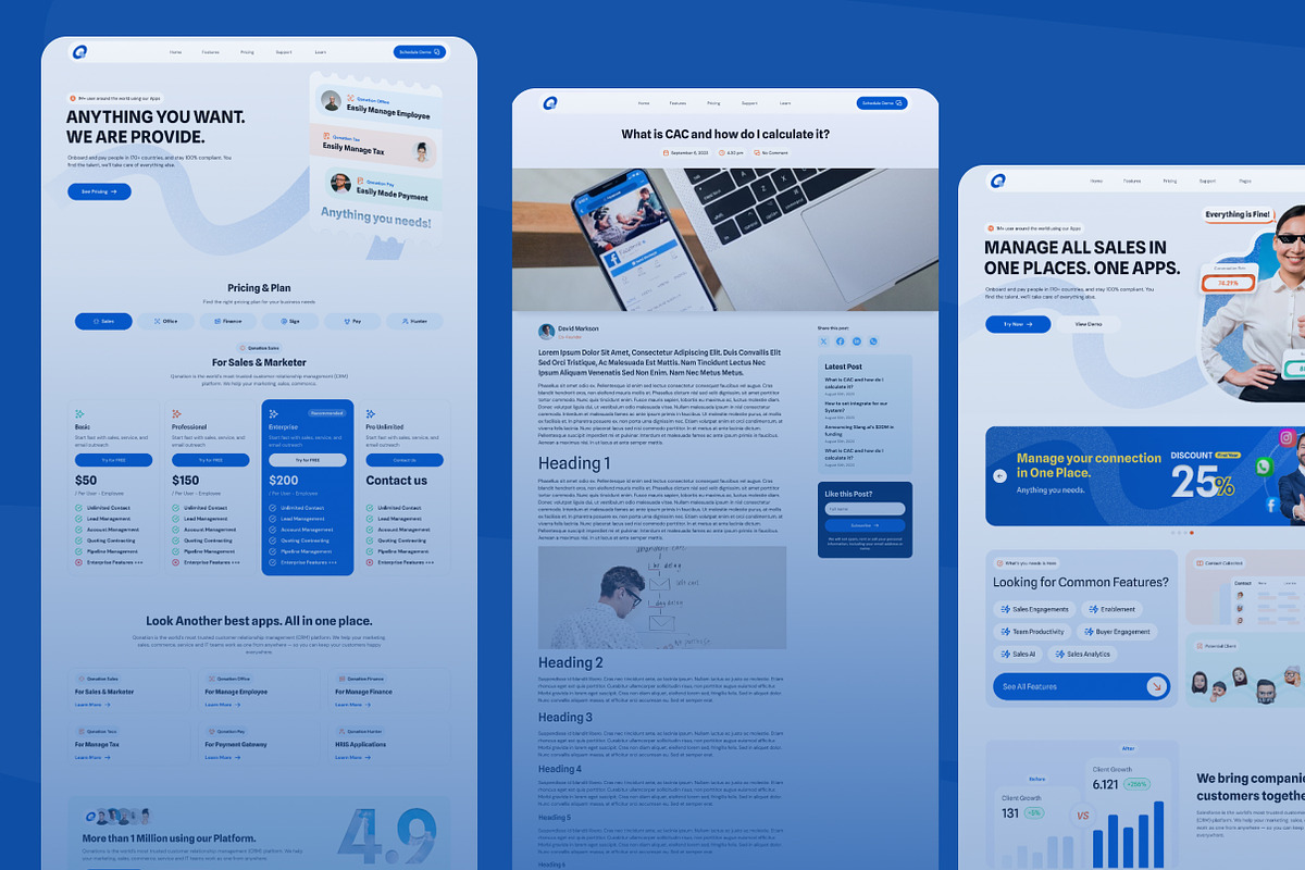 CRM Landing Pages Design Kit Figma, a Landing Page Template by MokuiDesign (Photo 2 of 5)