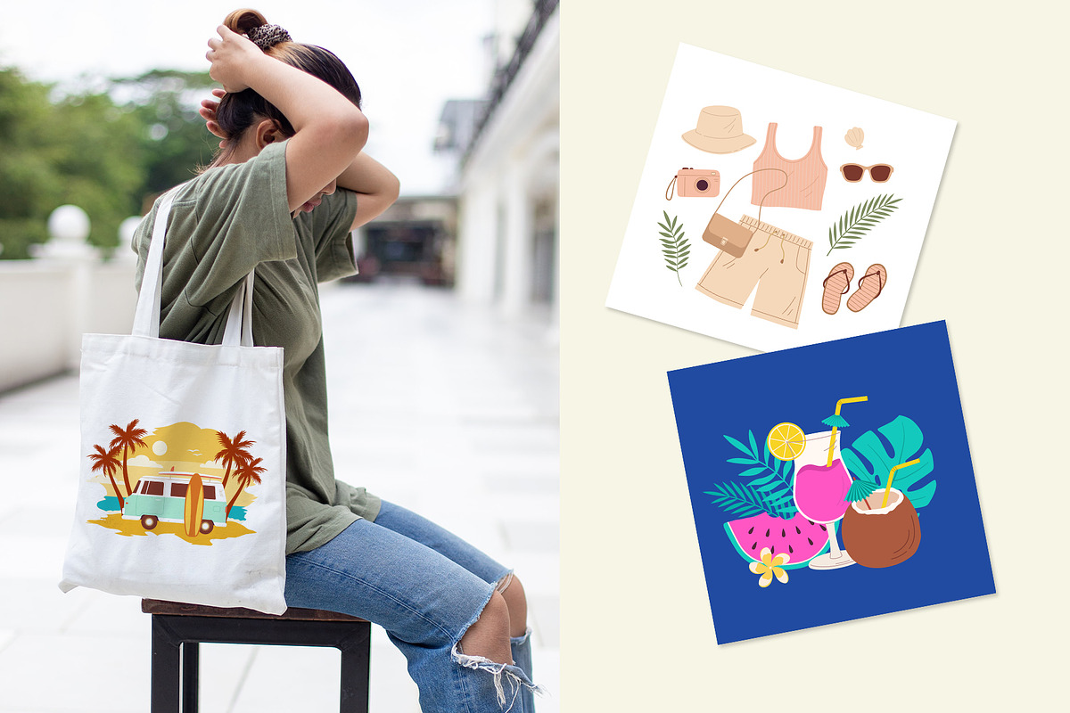 Summer Vibes – Vector Beach Clipart, a Seasonal Illustration by Nadezhda Mikhailova (Photo 8 of 9)