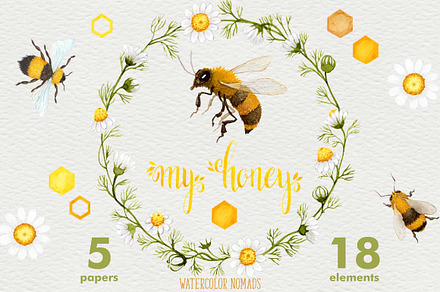 Watercolor Summer - Bee My Honey