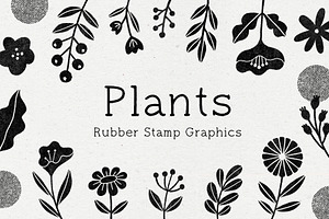 Plants Ink Rubber Stamp Graphics