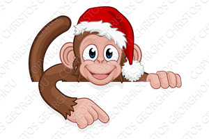 Christmas Monkey Cartoon Character, an Illustration by Christos Georghiou