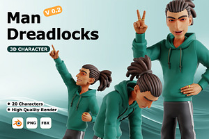 Man Dreadlocks 3D Poses Library V2