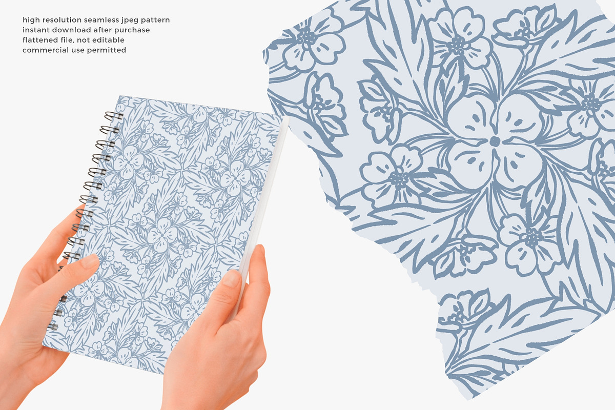 blue floral seamless pattern, a Pattern Graphic by Pink Studio Art (Photo 4 of 4)