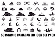 50 Islamic Ramadan Eid Icon Set, an Illustration by BIPLOB EXPERT (Thumbnail 1 of 51)