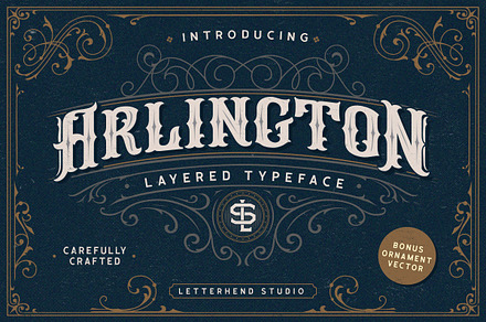 Arlington Layered Font & Ornaments, a Font by Letterhend Studio