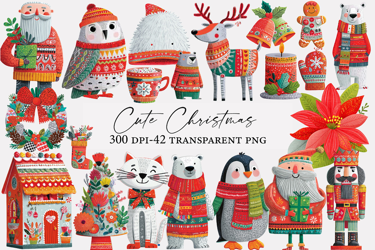 Cute Christmas Clipart, an Illustration by Designworld (Photo 1 of 5)