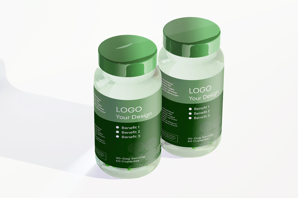 Supplement Capsules Bottle Mockup, a Cups & Container Mockup by De-Alien Design (Photo 8 of 13)