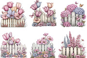 Watercolor Fence Flowers Clipart, an Illustration by Designking (Thumbnail 5 of 5)