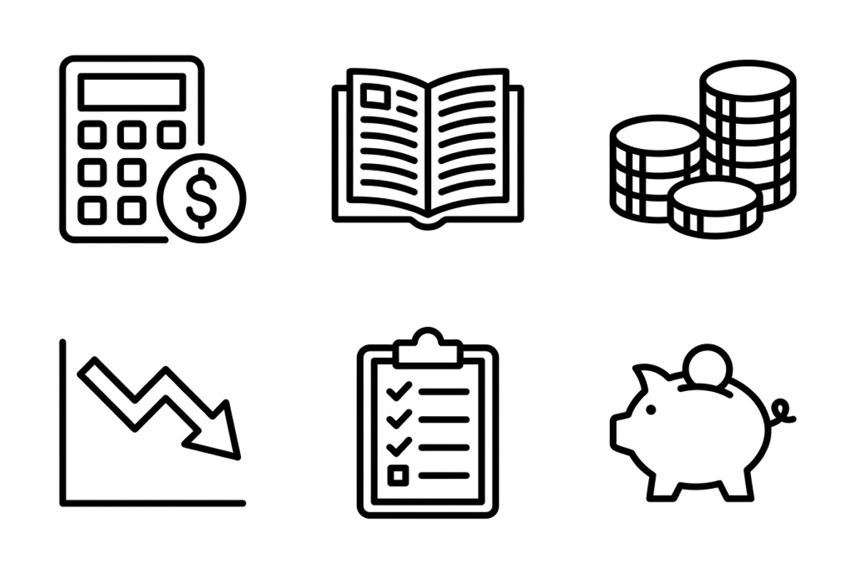 32 Accounting Bookkeeping Icon Set, an Outline Icon by adenpinkstore (Photo 4 of 15)