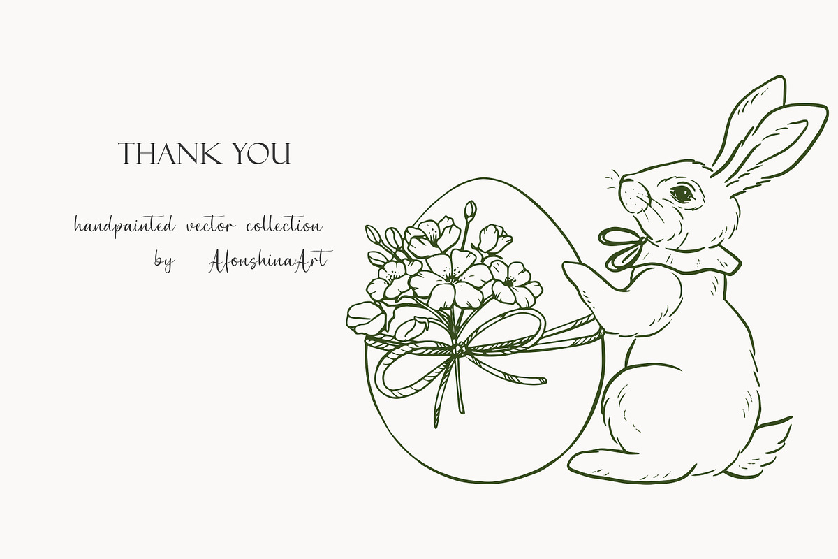 Easter rabbit hand-drawn vector set, a Decorative Illustration by AfonshinaArt (Photo 15 of 15)