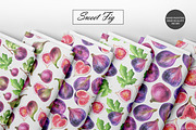 Watercolor Fig Seamless Patterns, a Food Illustration by OlDm_Shop (Thumbnail 9 of 10)