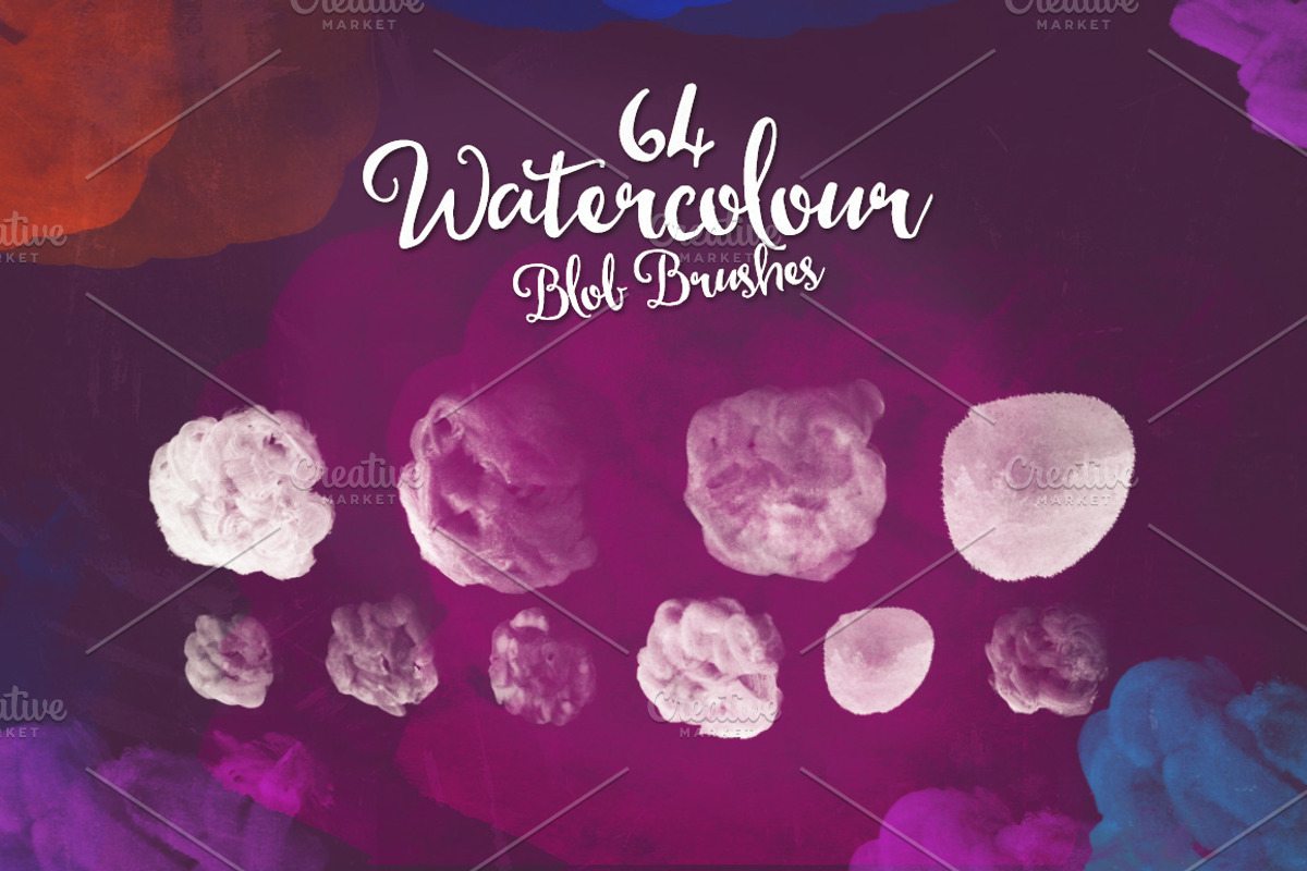 64 Watercolor Blob Brushes preview 3