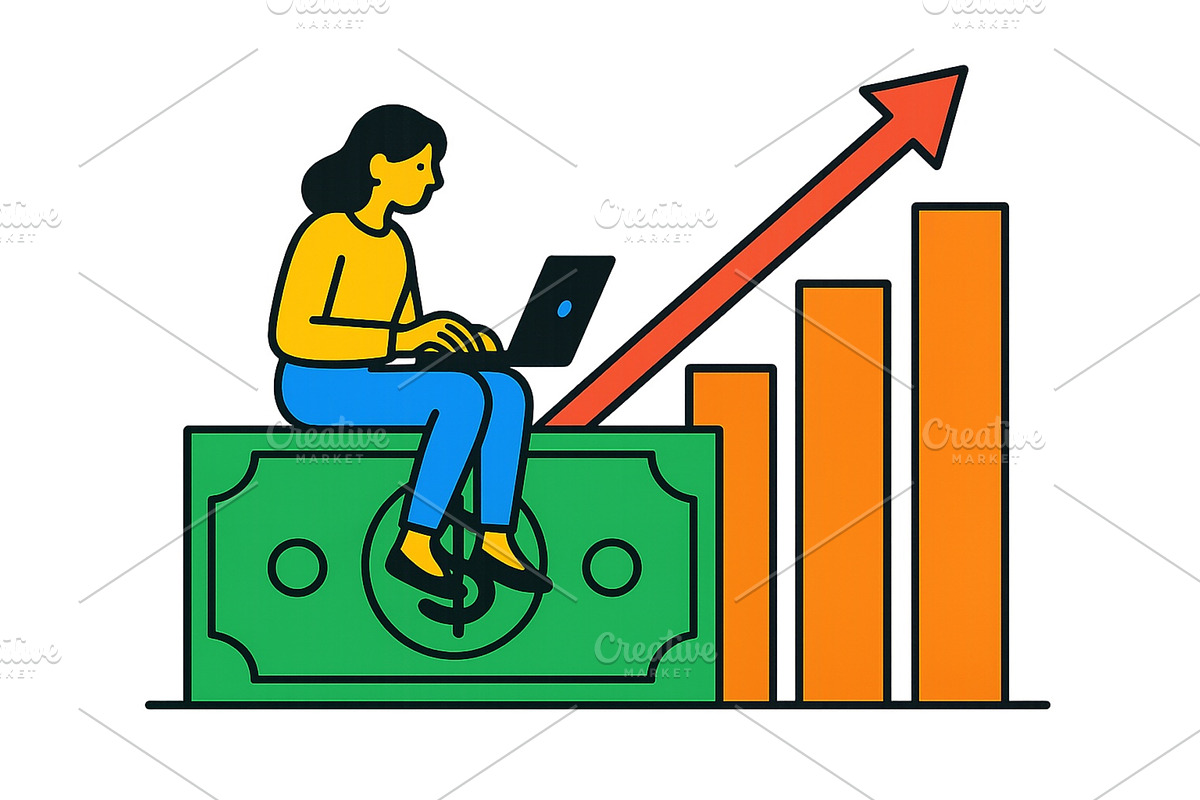 Business growth through online, a Finance Illustration by ZinetroN