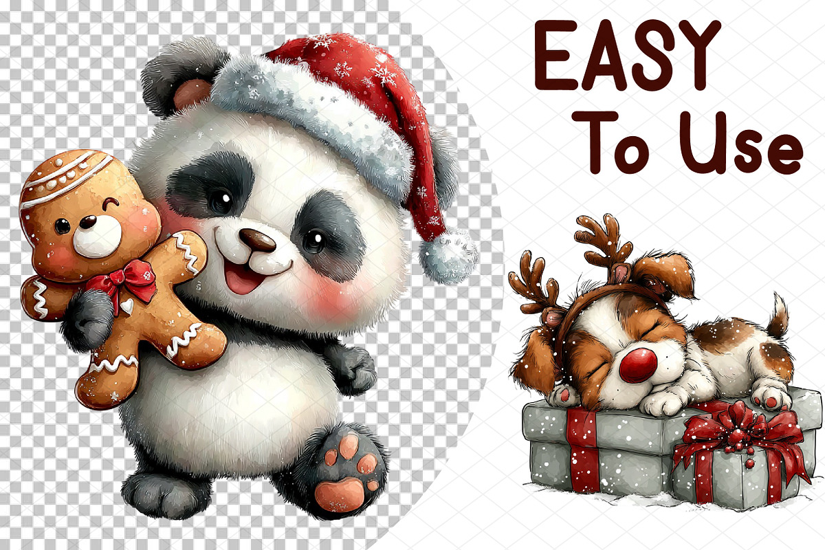 Cute Animals Christmas Clipart, an Illustration by cherrydesign (Photo 4 of 4)