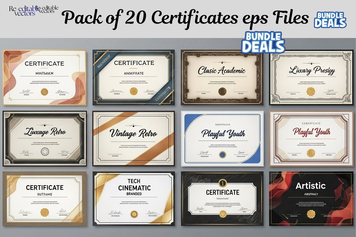 20 Creative editable Certificate, a Branding & Logo Template by Aban's World (Photo 2 of 16)