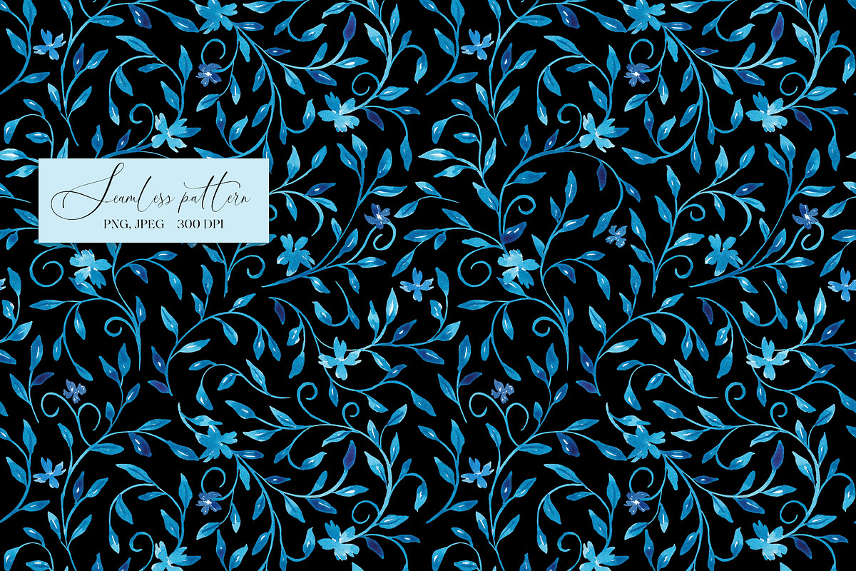 Blue leaves seamless pattern, a Pattern Graphic by SirenaArt (Photo 8 of 12)