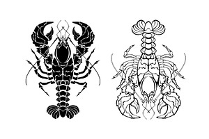 Two monochrome lobsters, an Animal Illustration by blackmoon9