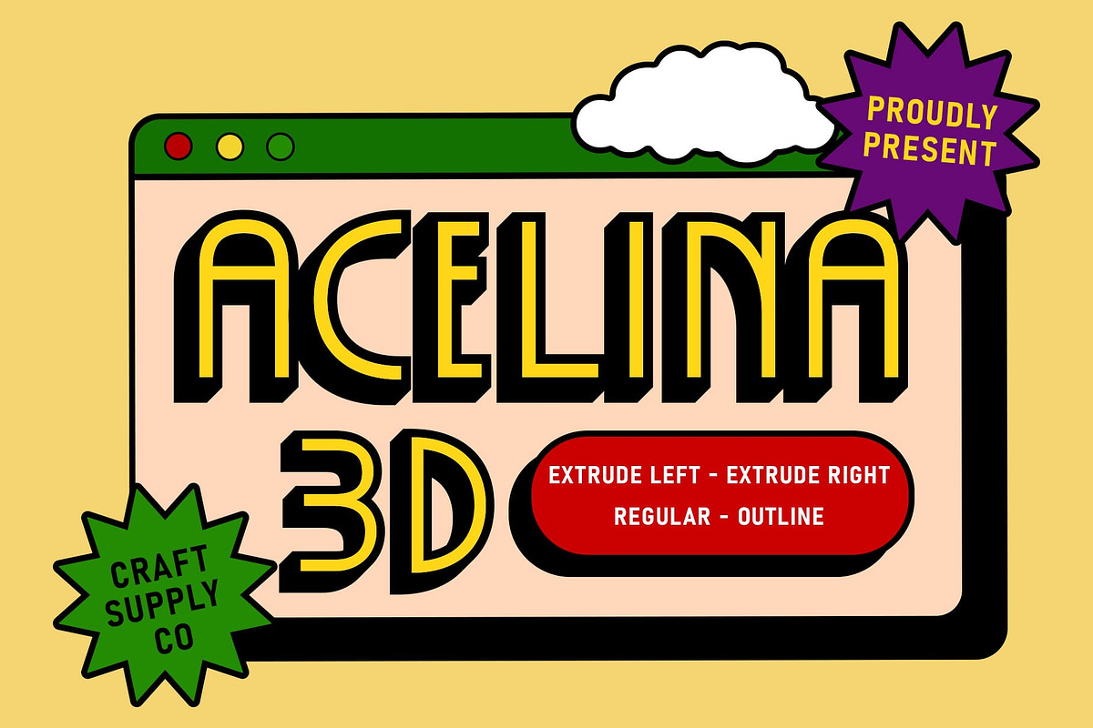 Acelina 3D, a Sans Serif Font by Craft Supply Co. (Photo 1 of 8)