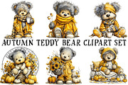 Autumn Teddy Bear Clipart Set, an Illustration by OK Design (Thumbnail 2 of 6)
