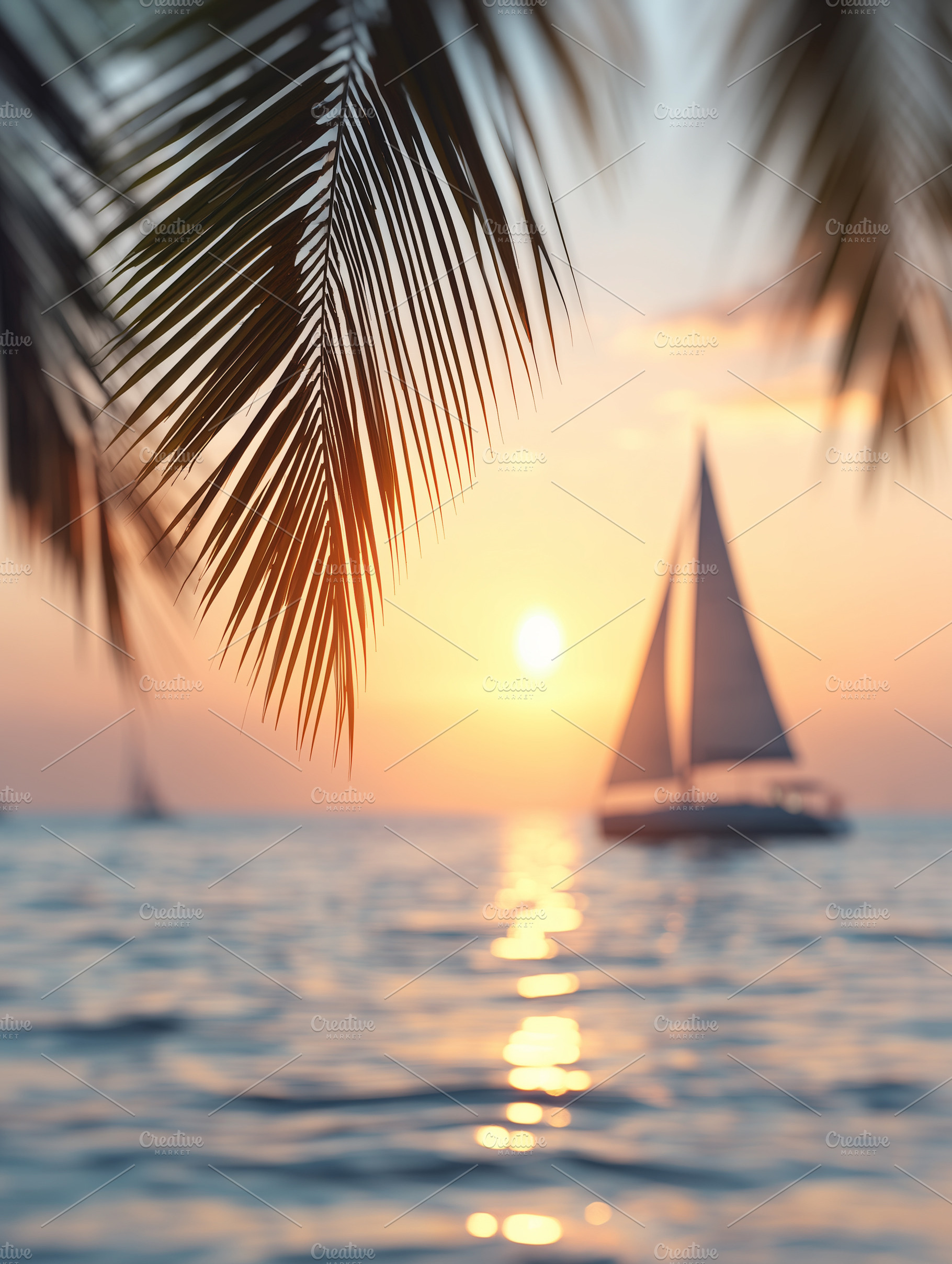 Tropical sunset over the ocean with, a Nature Photo by MistyDay