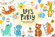 Cute Animals Birthday Greetings, an Animal Illustration by rosypatterns (Thumbnail 1 of 6)