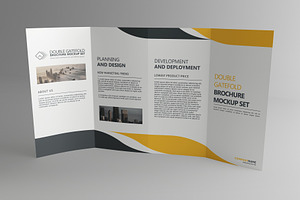 Double Gatefold Brochure Mockup Set