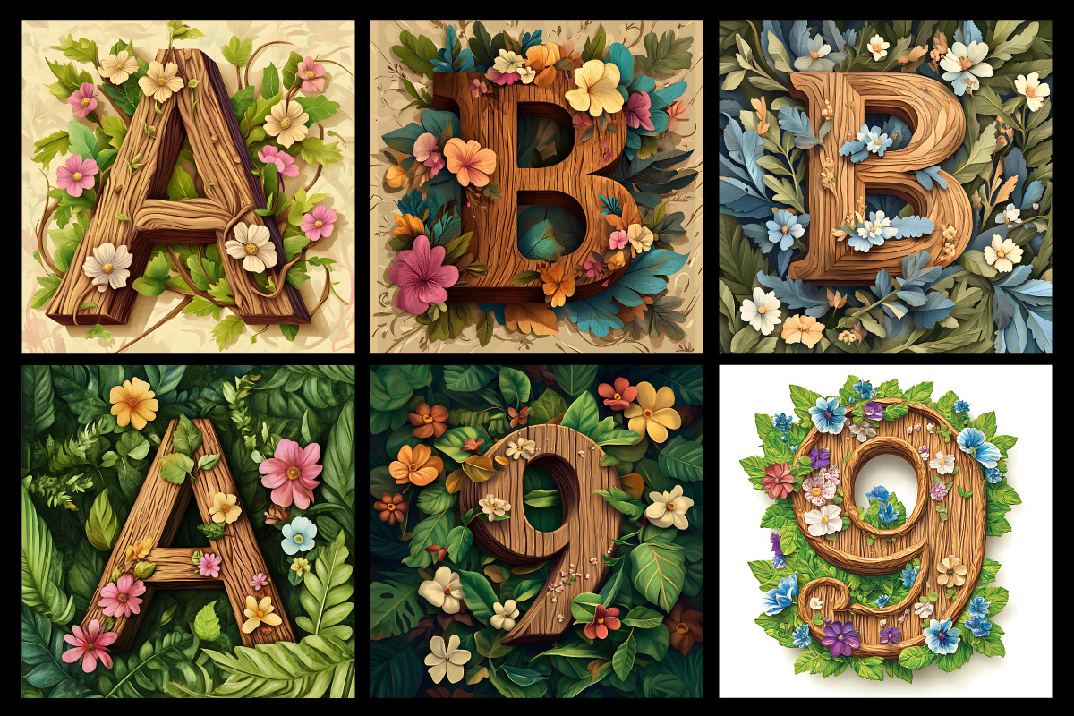 Floral Alphabet Coloring Pages, an Education Illustration by protabsorkar11 (Photo 7 of 7)