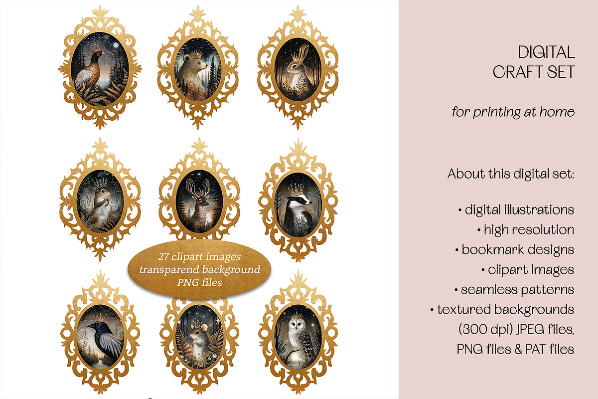 Golden Winter Forest Craft Set, a Decorative Illustration by The Dutch Lady Designs (Photo 5 of 10)