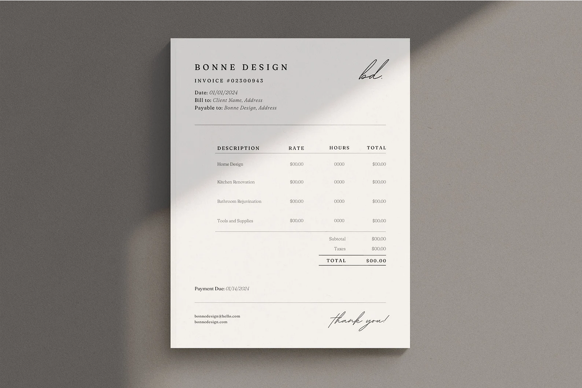 Minimal Invoice Template Canva, a Stationery Template by frommakertomaker (Photo 1 of 5)