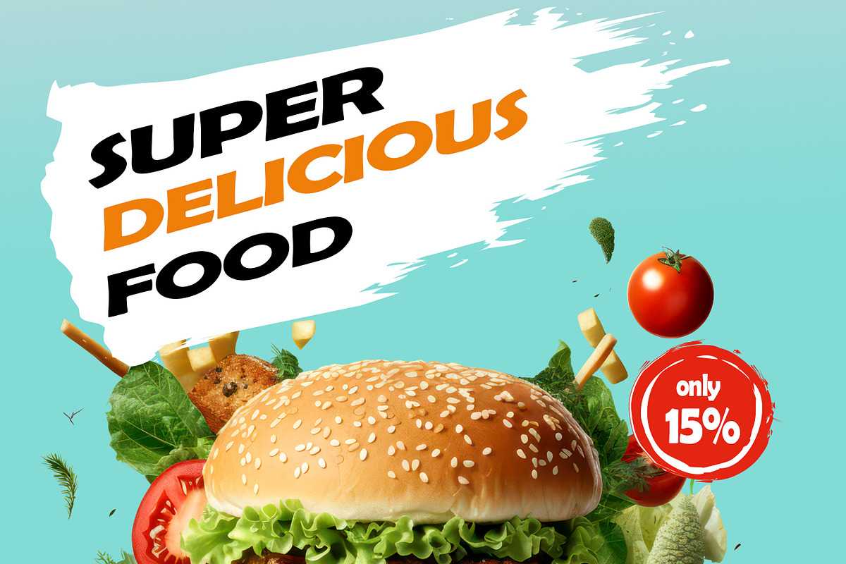 Fast Food Flyer Design Template cook, a Templates & Theme by 3D assets for your awesom