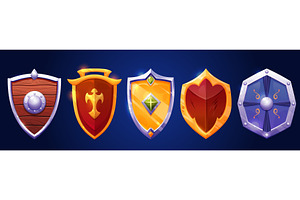 Medieval cartoon shield collection, an Object Illustration by art PVP - market