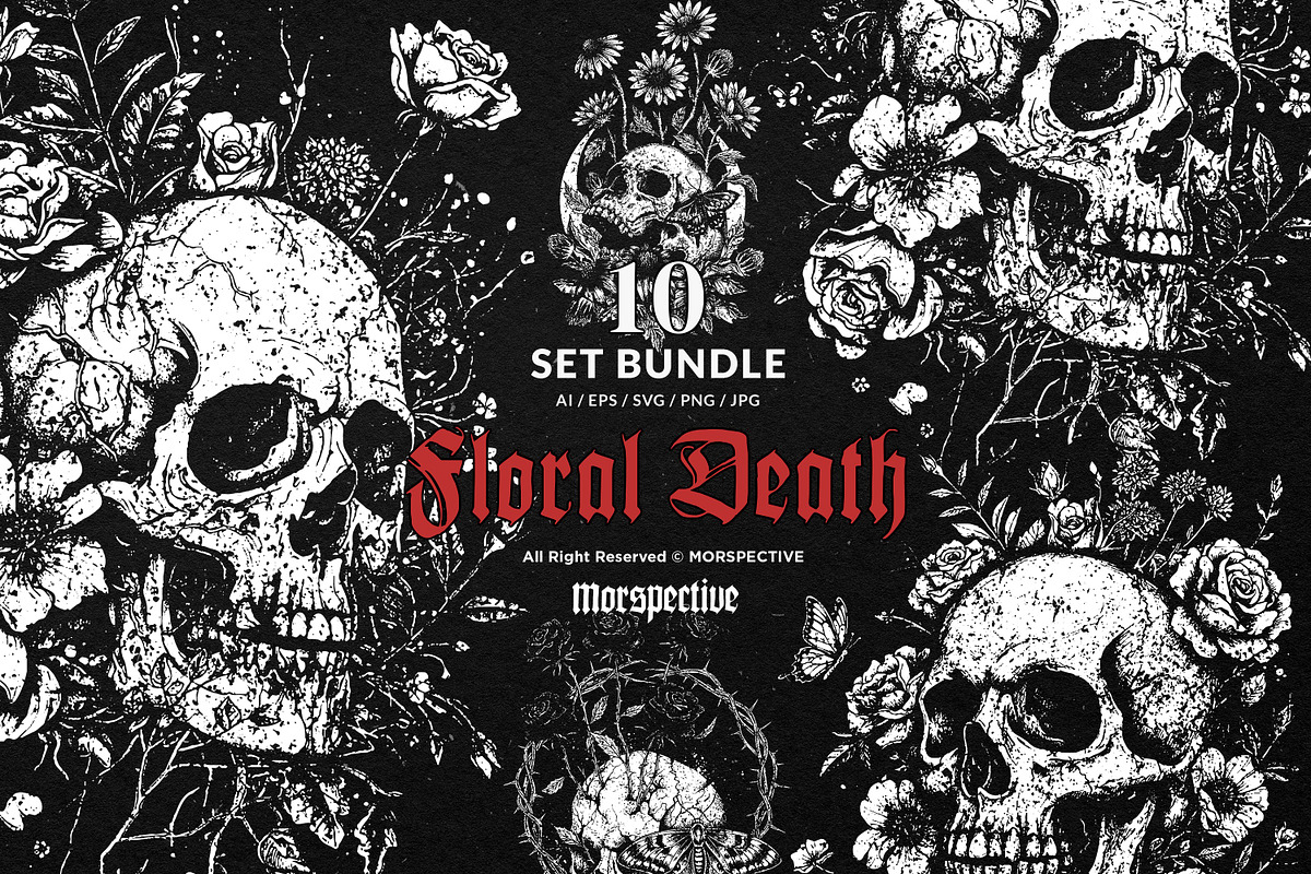 10 Bundle Dark Art Floral Death, an Illustration by Morspective (Photo 1 of 7)