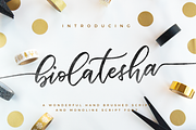 Biolatesha Calligraphy Font, a Script Font by Typia Nesia (Thumbnail 1 of 7)