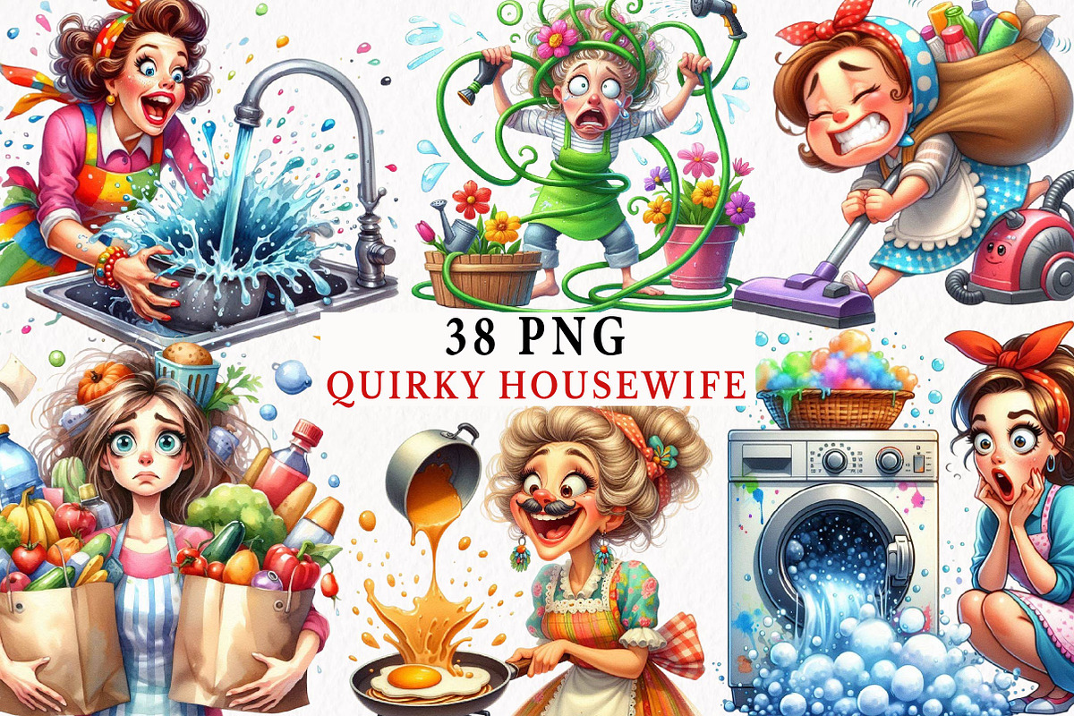 Quirky Chaotic Housewife Clipart, a Person Illustration by fashionaddict (Photo 1 of 7)