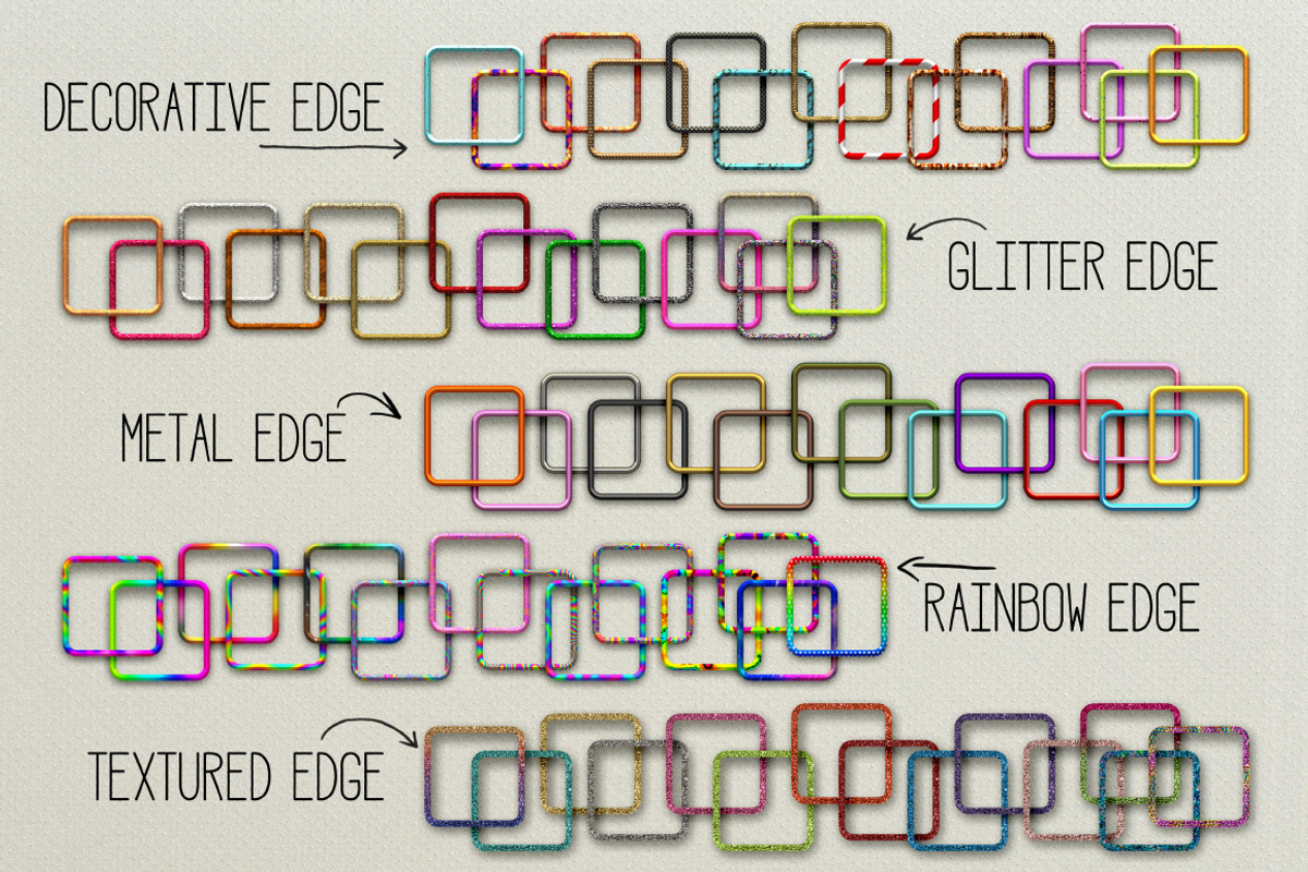 70 Photoshop Edging Styles, a Layer Style Add-On by Heather Green Designs (Photo 2 of 5)
