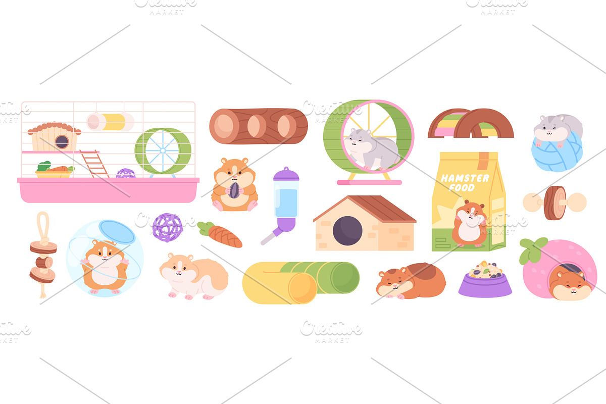 Hamster tools. Fluffy cartoon, an Animal Illustration by LadadikArt