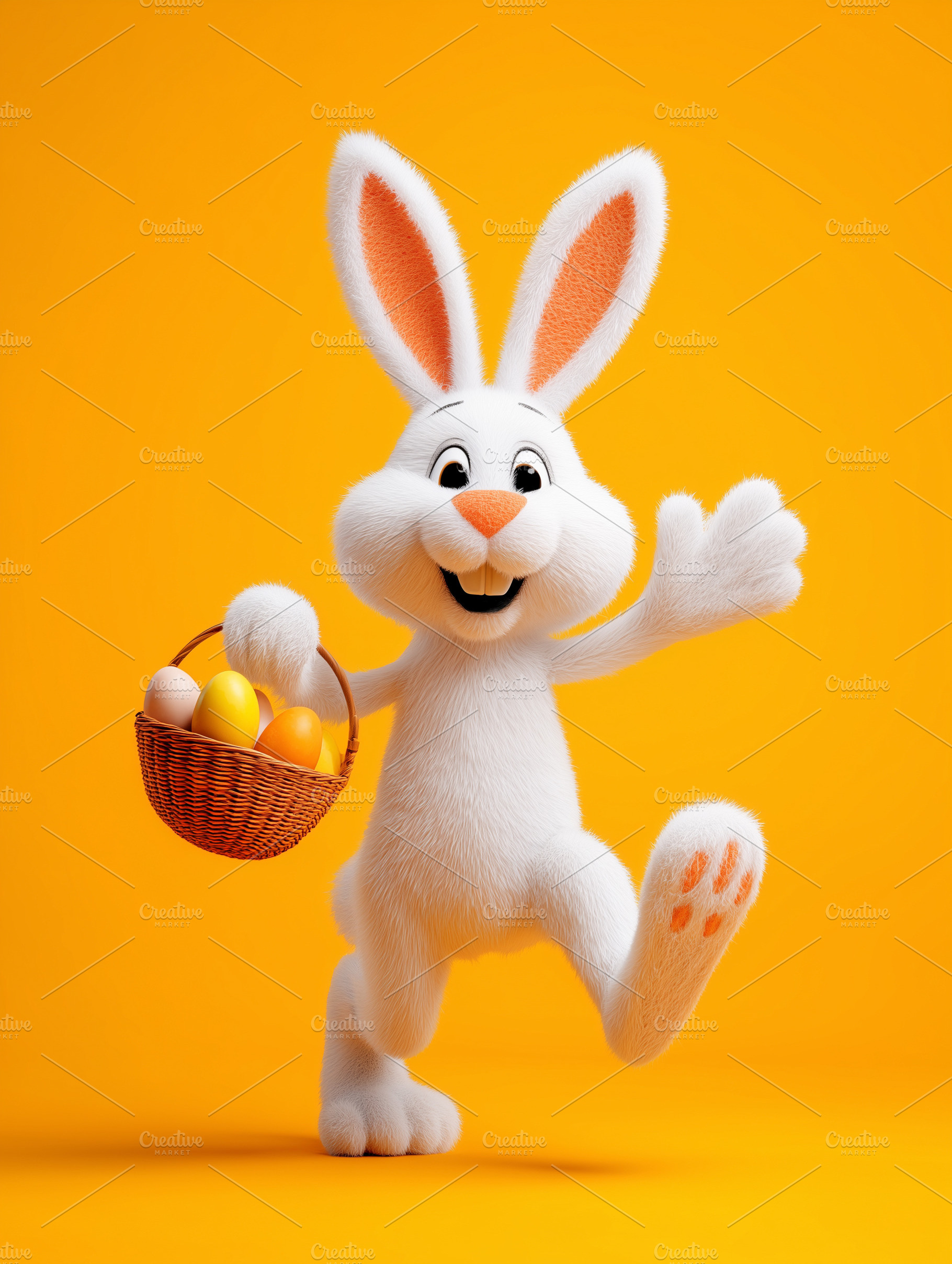 Cute white Easter bunny character, a Holiday Photo by MistyDay