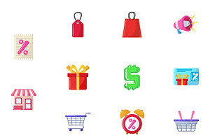 Shopping and Discount Icons Set, a Templates & Theme by studiogstock