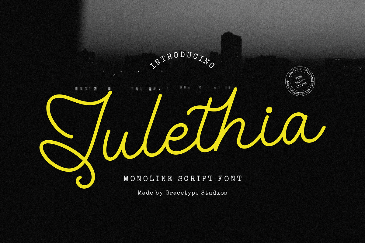 Julethia | Monoline Script Font, a Script Font by gracetype_studio (Photo 1 of 12)