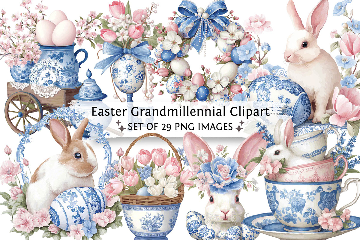 Easter Grandmillennial Clipart, an Illustration by DreamPrint404 (Photo 1 of 6)