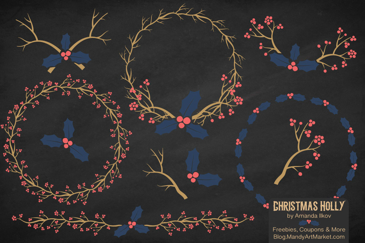 Modern Holly Clipart & Vectors, an Illustration by Amanda Ilkov (Photo 2 of 5)