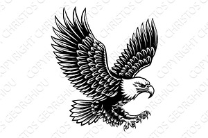 Bald Eagle Mascot Bird Wings Spread, an Animal Illustration by Christos Georghiou