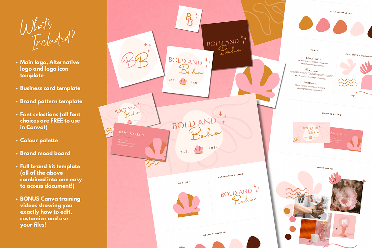 Boho logo design, Canva Branding Kit, a Branding & Logo Template by Kurly Creative (Photo 2 of 12)